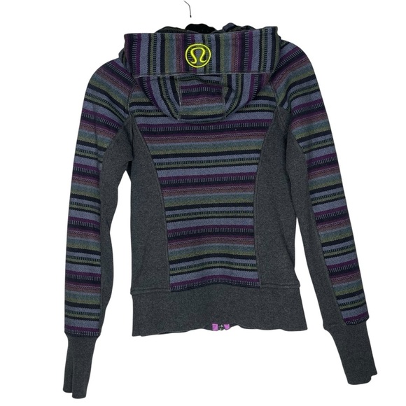 Lululemon Athletica Scuba Hoodie Poncho Stripe Long Sleeve Zip Up Size 2 - Picture 8 of 8